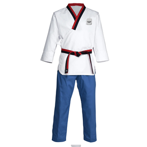 Uniforme de Taekwondo de qualité supérieure, meilleur fournisseur, meilleur matériau coton-polyester, poids moyen, pour adultes. - Product Image 1