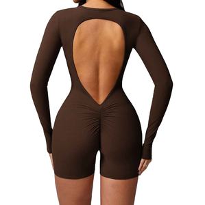 ชุดรอมเปอร์ผู้หญิงคุณภาพดีเยี่ยม ระบายอากาศได้ดี แห้งเร็ว คอกลม แขนยาว เหมาะสำหรับออกกำลังกาย บอดี้สูทออกกำลังกายสำหรับผู้หญิง - Product Image 4