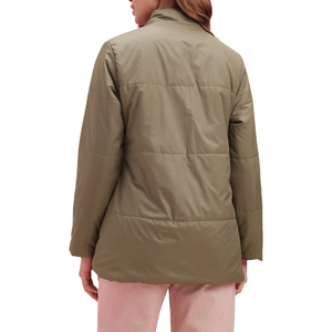 Women's Olive Green <b>Quilted</b> Jacket Stand Collar Full Sleeve Solid Color Autumn Wear Regular Length Pullover Style - Product Image 4