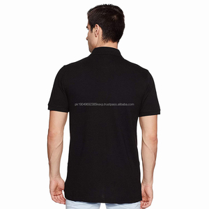 Polo noir ajusté de haute qualité en coton et polyester à manches courtes avec logo et design personnalisés pour le golf - Product Image 2