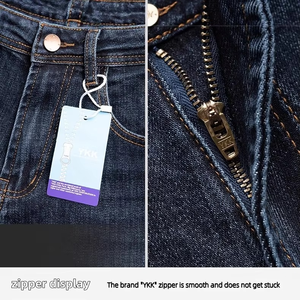 Custom Europe Men's <b>Jeans</b> Slimming Straight-leg Office Stretchable Long Pants with Rivet Zipper & <b>Button</b> Decorations <b>Jeans</b> Men - Product Image 4