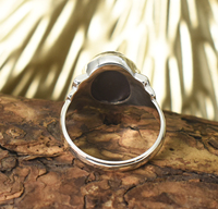 Cincin Oval Garnet Cabochon, Cincin Janji Perak Sterling 925, Cincin Gaya Vintage, Perhiasan Batu Kelahiran Januari, Sederhana untuk Sehari-hari