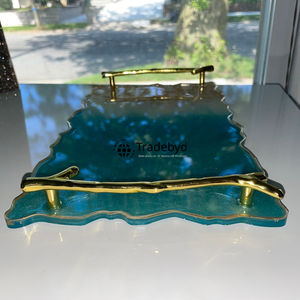 Bandeja de Servicio Móvil de Resina Moderna de Primera Calidad, Plato de Lujo Hecho a Mano para el Hogar, Cafetería y Regalos, Tradebyd - Product Image 4