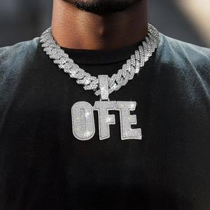 Personalized Lab Grown Diamond Two Tone Name Pendant Necklace Iced Fine Jewelry 925 Sterling Silver 9K 10K 14K 18K Gold Platinum - Product Image 1