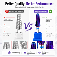 YAQIN Professionnel Tornado Purple Nail Electric Drill Bits Cutter Salon Home Use Manicure Tools Tapered Cone