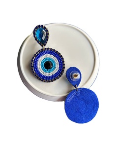Pendientes Colgantes Redondos Hechos a Mano con Cuentas de Ojo Turco para Mujer, Protección Nazar, Joyería de Fiesta, Regalo - Product Image 1