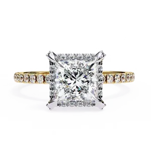 Impresionante Anillo de Oro Sólido con Diamante Sintético de Corte Radiante de Dos Quilates, Elegante Joyería Fina Unisex, Regalo para Compromiso o Boda - Product Image 1