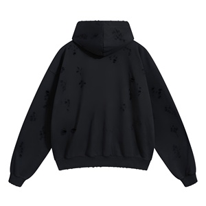 Sudadera con Capucha Extra Grande Personalizada para Hombre, Negra y Gris, con Estampado en Relieve, Informal, 100% Algodón, Ecológica, Antipilling - Product Image 5