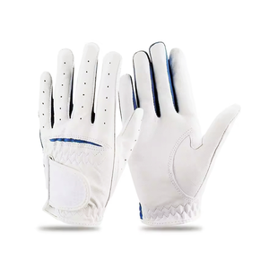White <b>Leather</b> Golf Glove Full Finger Breathable Outdoor Sports Adjustable Wrist Strap - Product Image 5