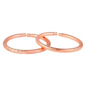 Ensemble de bracelets ouverts en cuivre pur à motif croisé, gravés au diamant, à extrémités côtelées, réglables, paire Kada, vente en gros - Product Image 1