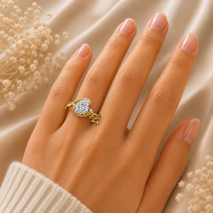 Romantic Pear Cut Lab Grown <b>Diamond</b> <b>Ring</b> 925 Silver 9kt, 14kt, 18kt Gold <b>Diamond</b> <b>Rings</b> for Women's Engagement <b>Ring</b> - Product Image 2