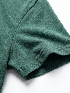 Men's Slim Fit Short Sleeve Knitted T-Shirt Solid Color Casual Anti-Wrinkle Spandex/Cotton Customizable Green Summer 200 Grams - Product Image 5