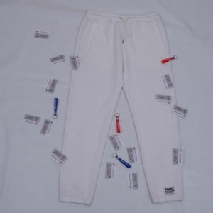 Pantalones Deportivos Blancos de Felpa con Cordón en la Cintura, Corte Regular, Largura hasta el Tobillo, Pantalones Casuales para Mujer, Pantalones de Algodón Tejido para Otoño - Product Image 5