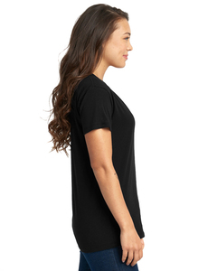 Camiseta de Manga Corta para Mujer, Cuello en V, Color Negro Sólido, Estilo Relajado, Transpirable - Product Image 6