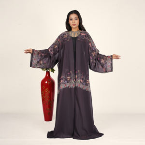 Abaya élégante et légère avec superposition transparente, manches larges et tombé raffiné pour les soirées de l'Aïd et les tenues festives - Product Image 1