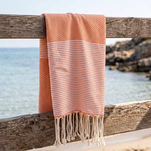 Toalla Turca Decorativa Tejida Premium, Envoltura de Hammam, Manta de Playa de Algodón Rayado Fouta con Borde de Borlas, Fabricante B2B OEM para Spa - Product Image 1