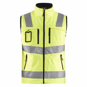 Gilet de sécurité réfléchissant haute visibilité pour homme avec poches zippées, col montant, imperméable, style décontracté automne - Product Image 1