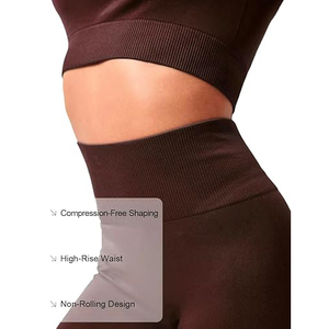 Women Seamless Yoga Set Gym Fitness Wear <b>Crop</b> <b>Top</b> & High Waist Shorts Activewear Workout Set - Product Image 4