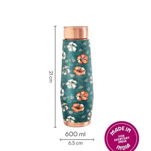 Bouteille en cuivre 100% pur, propriétés antioxydantes <span class=keywords><strong>du</strong></span> cuivre, bouteille design imprimée pour la maison, l'école et le bureau, hauteur 21 cm - Product Image 1