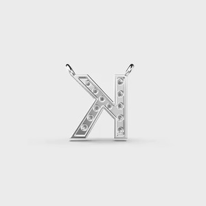 Colgante de Moissanita con Letra K, Plata 925, Engaste Pavé, Charm Clásico Unisex - Product Image 6