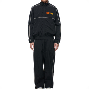 Nouvel ensemble de survêtement d'hiver personnalisé pour homme en coton uni avec capuche, coupe-vent imprimé, 2 pièces, veste de sport zippée, imperméable, personnalisable - Product Image 1