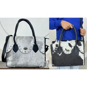 2026 New Premium Designer Genuine Cowhide Leather Handbag for Women High-Quality <b>Hair</b>-On Hide Tote Bags with <b>Braided</b> Handles - Product Image 1