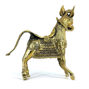 Figurine de cheval en laiton doré de 8,5 pouces, fabriquée à la main, décoration moderne exquise pour la maison - Product Image 3