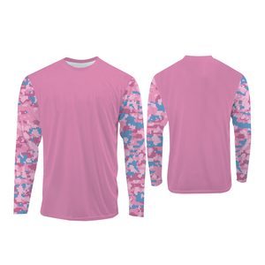Chemise de pêche rose à manches longues, imprimé camouflage, sublimation, UPF 50, anti-UV, polyester, unisexe, vêtements d'extérieur pour adultes - Product Image 4
