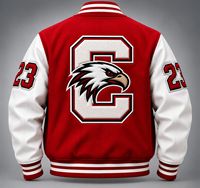 Veste universitaire en laine personnalisée pour homme, rouge et blanche, style Letterman, col montant, boutonnée, élégante, pour l'hiver, tenue d'équipe scolaire