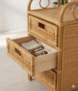 High Quality Indonesian Handmade Furniture Rack Rattan Natural with 3 Drawers Minimalist Stylish Design - Product Image 4