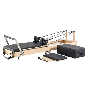 Machine de Pilates en bois à double résistance, pliable, 400 LBS, pour la maison, studio de Pilates, lit de Pilates, ensemble de réformateur à ressorts et cordes, boîte de position assise - Product Image 1