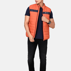 DAIZEN STAR Men's Black Stand Collar Puffer Vest Zipper Closure Solid Color Windproof Casual Winter Outerwear 100% Polyester - Product Image 3