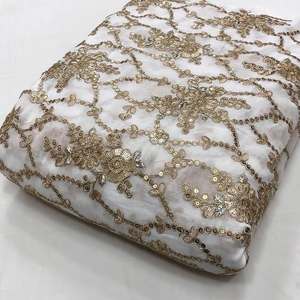 Premium Coding Embroidery Fabric Heavy Thread Work Georgette Designer Dress Material <b>African</b> Party Wear Bridal Fashion Textile - Product Image 4