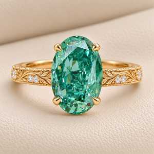 Anillo de Diamante Verde Cultivado en Laboratorio de 2 Quilates, Claridad VS1, Oro Sólido de 10k, 14k, 18k, Oro Rosa, Plata, Anillo de Compromiso Solitario - Product Image 4