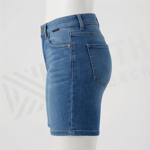 Shorts de mezclilla de cintura alta a la moda para mujer, pantalones vaqueros de algodón informales de verano, ropa de calle, moda femenina, color personalizado. - Product Image 3