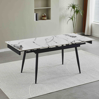 Meubles de luxe modernes et bon marché en gros, salle à manger, cadre en métal noir, tables extensibles en marbre, ensemble de tables de restaurant