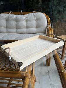 Handmade Wood Serving <b>Tray</b> with Handles: Rustic Wooden Decor Serving <b>Tray</b> to <b>Dinner</b> Plate Daily Decoration Items - Product Image 6