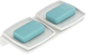 Jabonera cuadrada doble grande de pared, soporte de jabón de doble capa para baño, bandeja de vidrio con estante metálico, accesorios resistentes. - Product Image 2