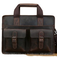 Tas Selempang Tote Kulit Asli Vintage Mewah Dua-dalam-Satu Buatan Tangan Dapat Disesuaikan Logo OEM Resleting Unisex