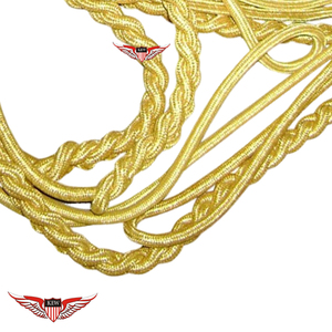Aiguillette de parade tressée dorée soviétique, Aiguillette torsadée avec pointe métallique - Product Image 3