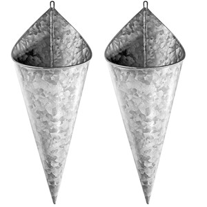 Farmhouse White Metal Wall Hanging Planter <b>Galvanized</b> Flower <b>Bucket</b> for Indoor Outdoor Home Garden Wall Decor - Product Image 5