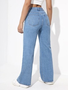 Yeni Denim pantolon kadın rahat düz Fit kot kadın yüksek bel bej kot bayanlar Jean pantolon kadın hindistan