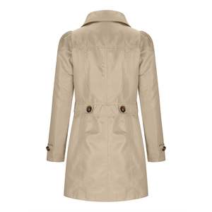 Zipper Pocket <b>Womens</b> Trench <b>Coat</b> Belted Long Overcoat <b>Double</b> <b>Breasted</b> Elegant Windbreaker Custom Logo - Product Image 2