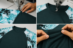 เสื้อคอมเพรสชั่นคุณภาพสูงสำหรับผู้ชาย แห้งเร็ว ปรับแต่งโลโก้ได้ พิมพ์ลายแขนเสื้อแบบตัดกัน คอกลม เสื้อรัชการ์ด สำหรับออกกำลังกาย - Product Image 5