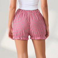 Shorts rouges unis taille mi-haute avec nœud papillon, taille élastique, décontractés, 100 % coton, écologiques, pour hommes