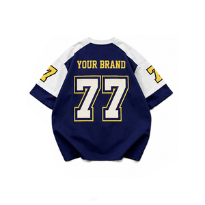 T-shirt unisexe surdimensionné en jersey de coton mélangé, personnalisable avec nom et numéro, style streetwear, maillot de football américain, imprimé pour l'été - Product Image 5