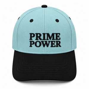 <b>Prime</b> Power 6-Panel Baseball Cap Light Blue Black Embroidery Adjustable Unisex Street Style Spring Summer Wholesale Manufacturer - Product Image 1