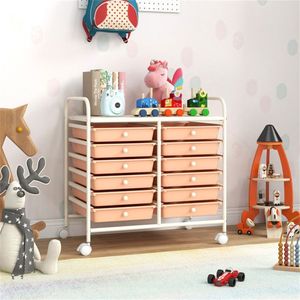 Carrello portaoggetti a 2 file, 10 livelli, 12 cassetti, con ruote, per cucina e soggiorno, cassetti multicolori, struttura bianca, per alimenti e pulizia - Product Image 5