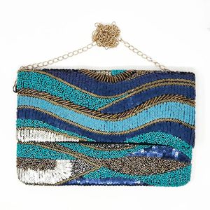 Luxury Leopard Beaded Clutch Bag Women Evening Party <b>Handbag</b> Zipper Closure Removable Shoulder Strap Chain Strap Designer Style - Product Image 1