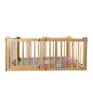 Parque de juegos de madera para bebés, centro de actividades, área de juegos portátil con tamaño y forma ajustables, valla para bebés con puerta para uso en interiores - Product Image 3